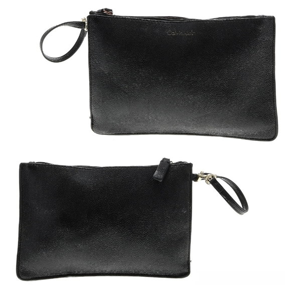 Calvin Klein Quilted Leather Wristlet (7" x 5") - Black - Picture 1 of 7